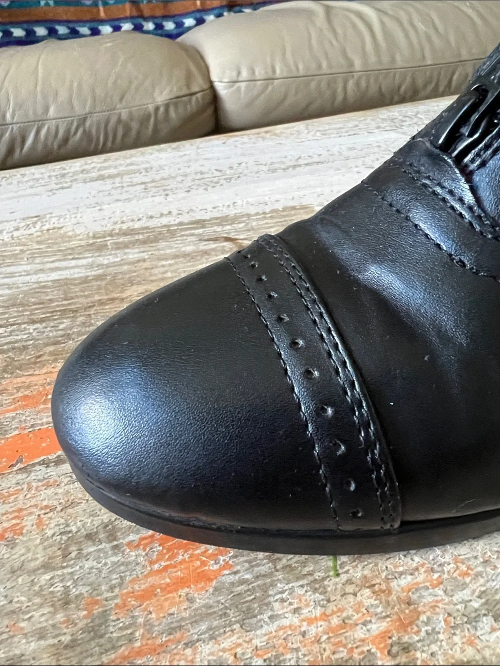 Saxon Kids Black Leather Zip-Top Riding Boots